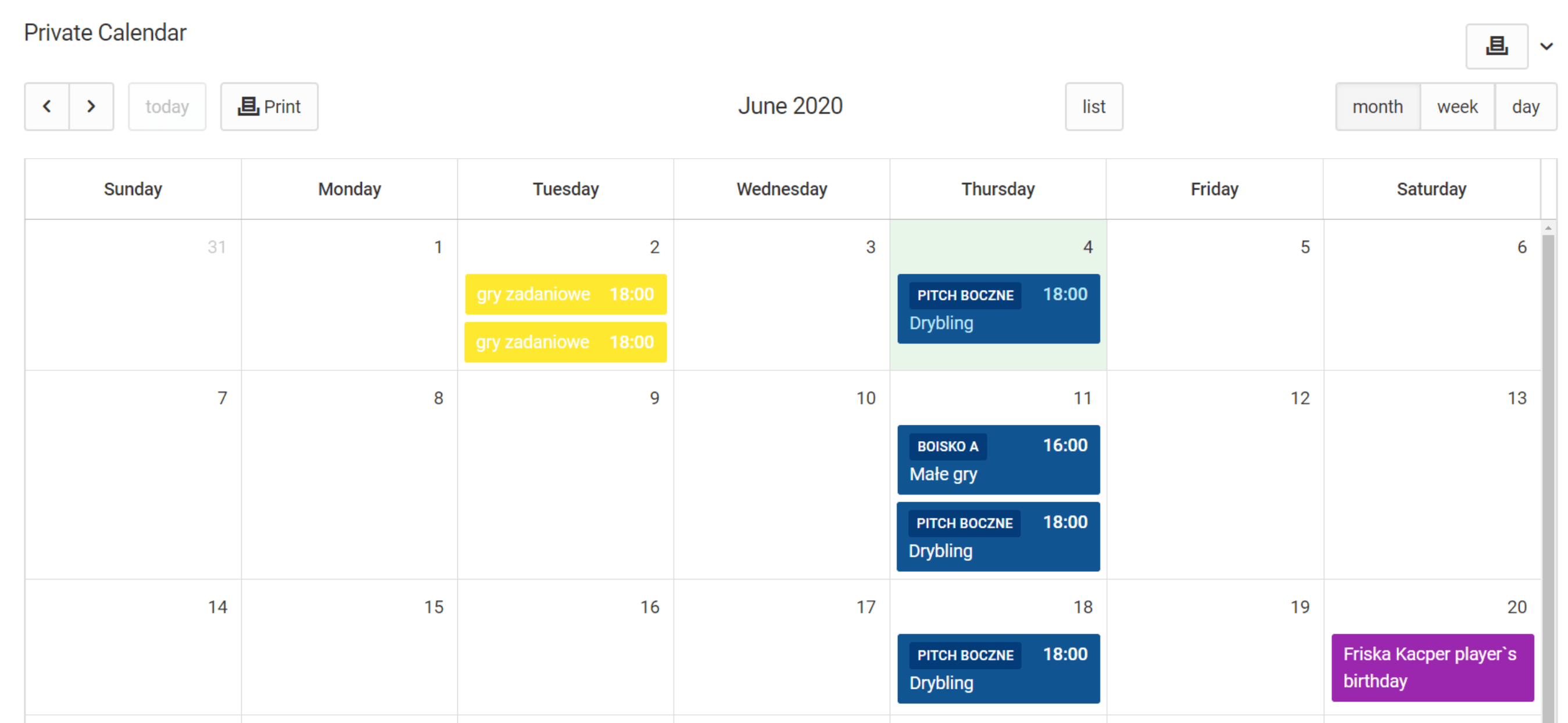 Switching roles in the calendar