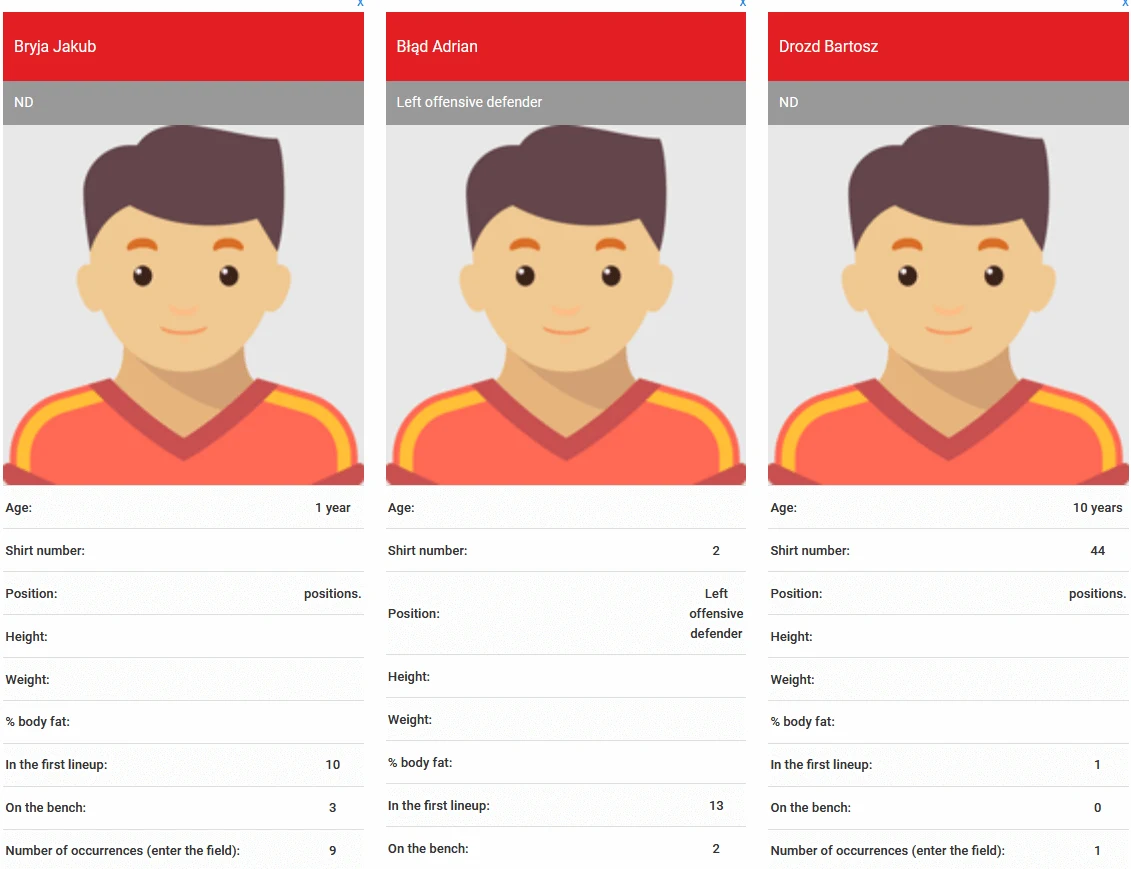 Player comparison menu view