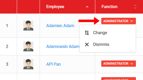 Edit employee role