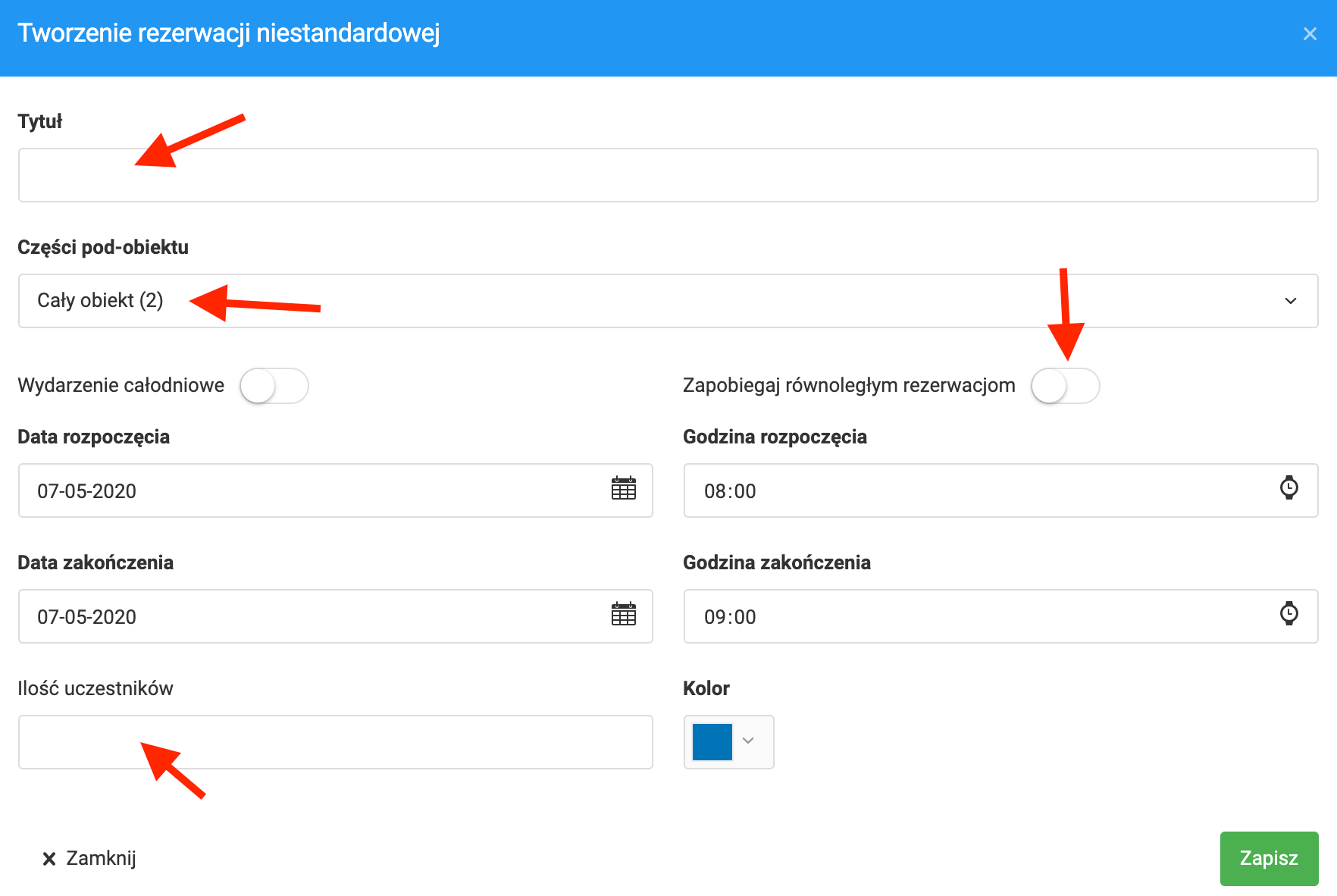Formularz rezerwacji