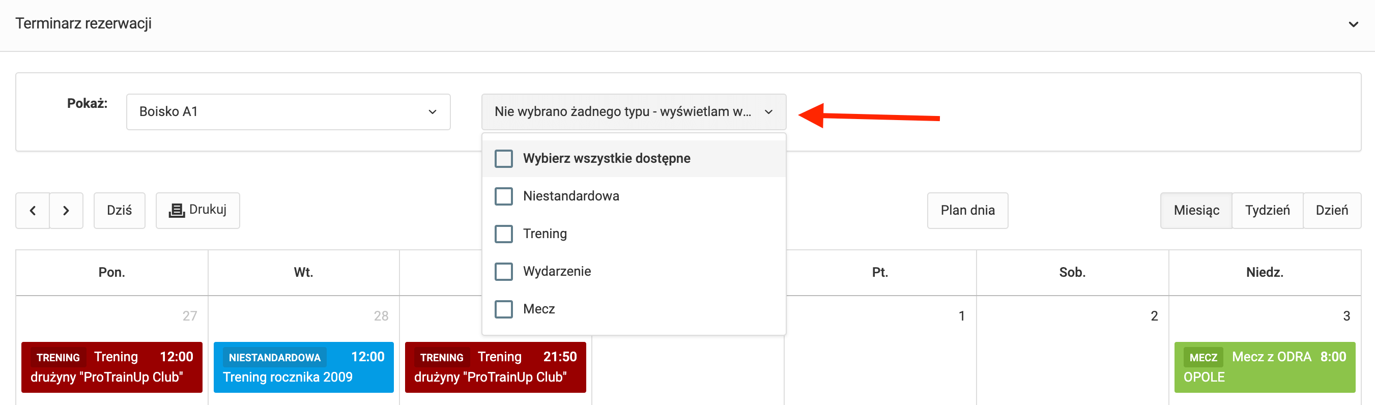 Terminarz rezerwacji