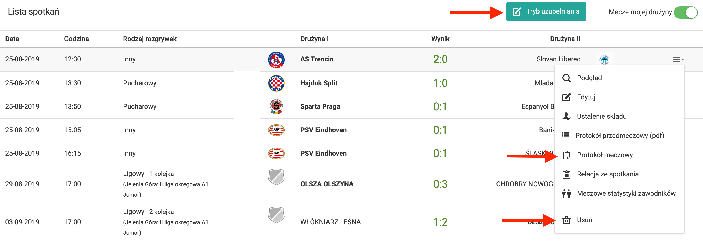Terminarz meczów