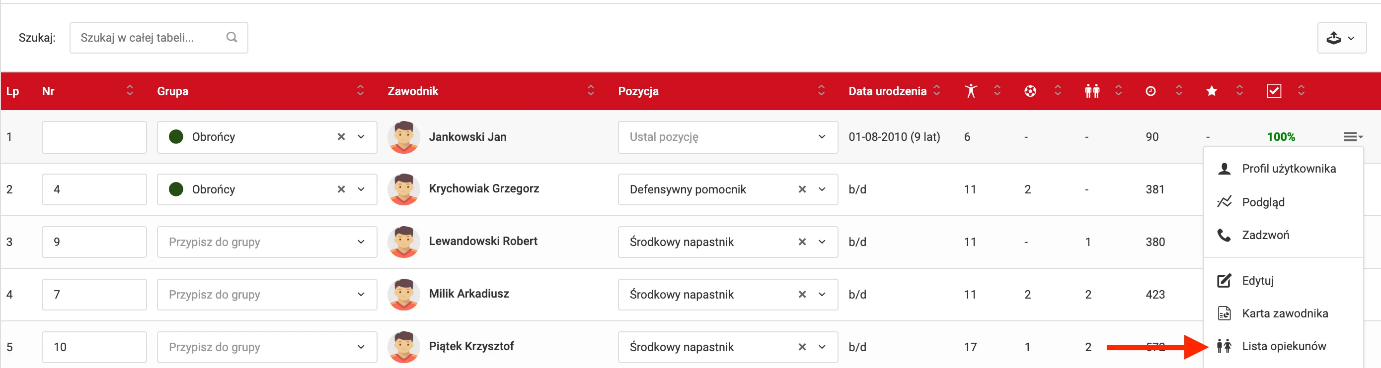 Formularz dodawania opiekuna