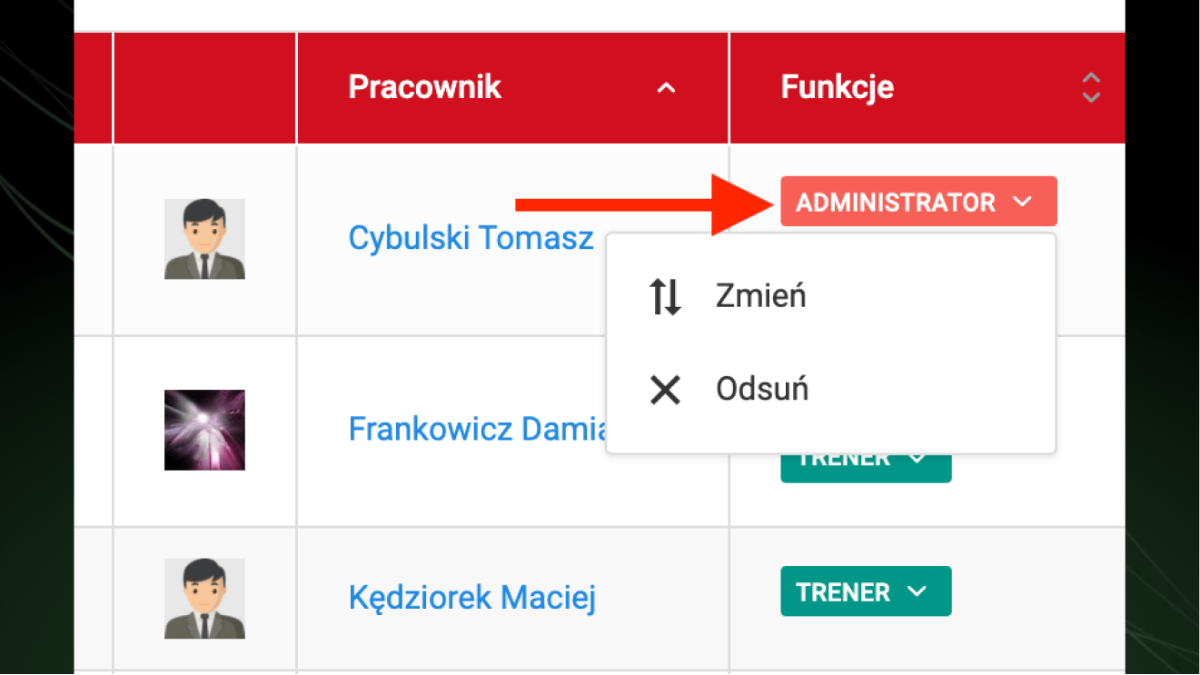 Edycja roli pracownika