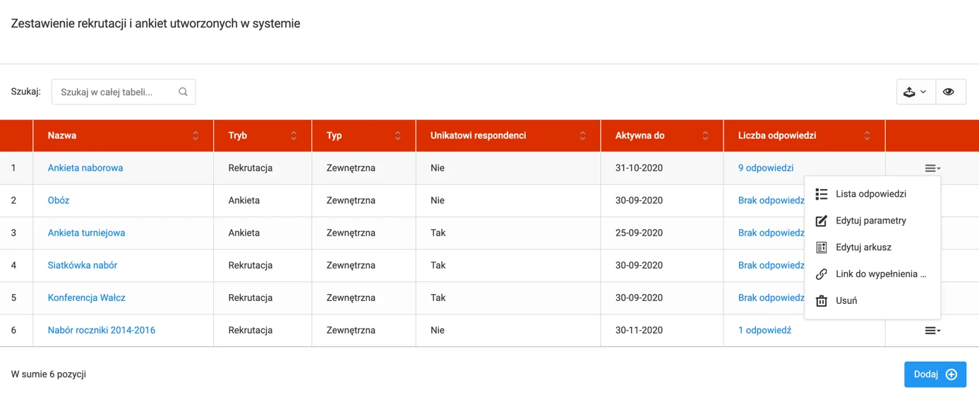 Lista arkuszy