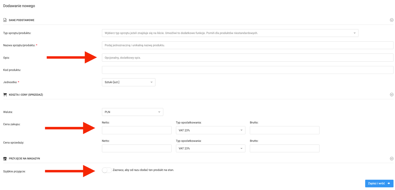 Add product form